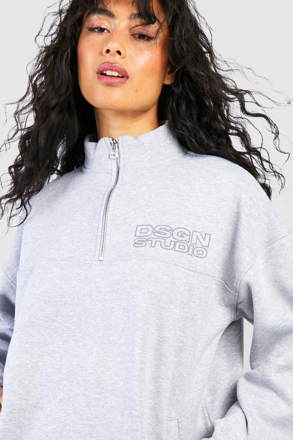 Reflective Dsgn Half Zip Sweat boohoo UK